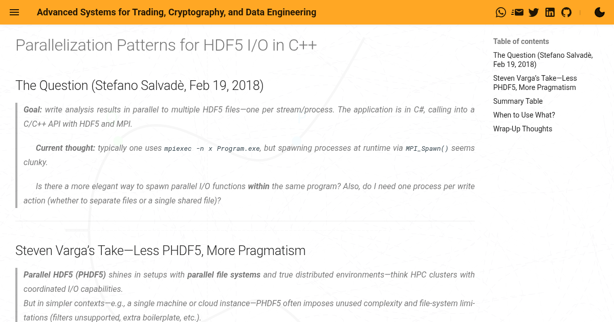 Parallelization Patterns for HDF5 I/O in C++ - VargaLABS